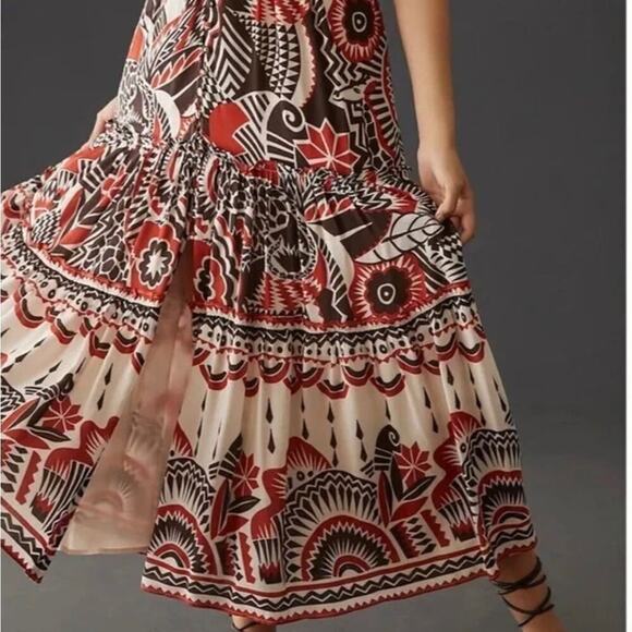 ANTHROPOLOGIE NWT TIERED MAXI BOHO DRESS SIZE L, 2X - Picture 3 of 9